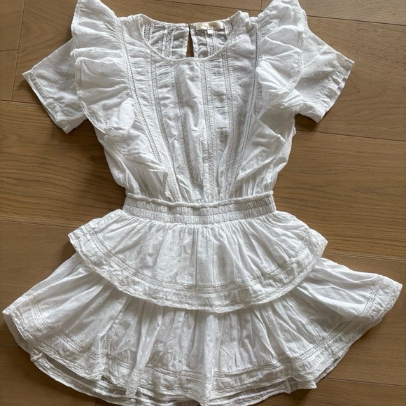 LoveShackFancy White Ruffled Mini Dress - Picture 5 of 8